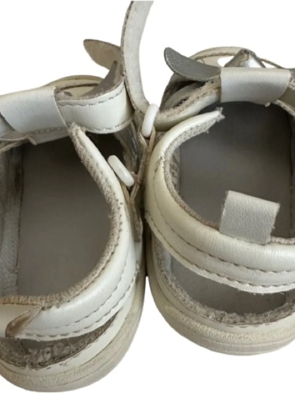 Stride Rite Baby Girl 4M White & Silver Bow Walker Sandals with Adjustable Strap